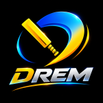 DREM gaming logo with blue and yellow cricket design